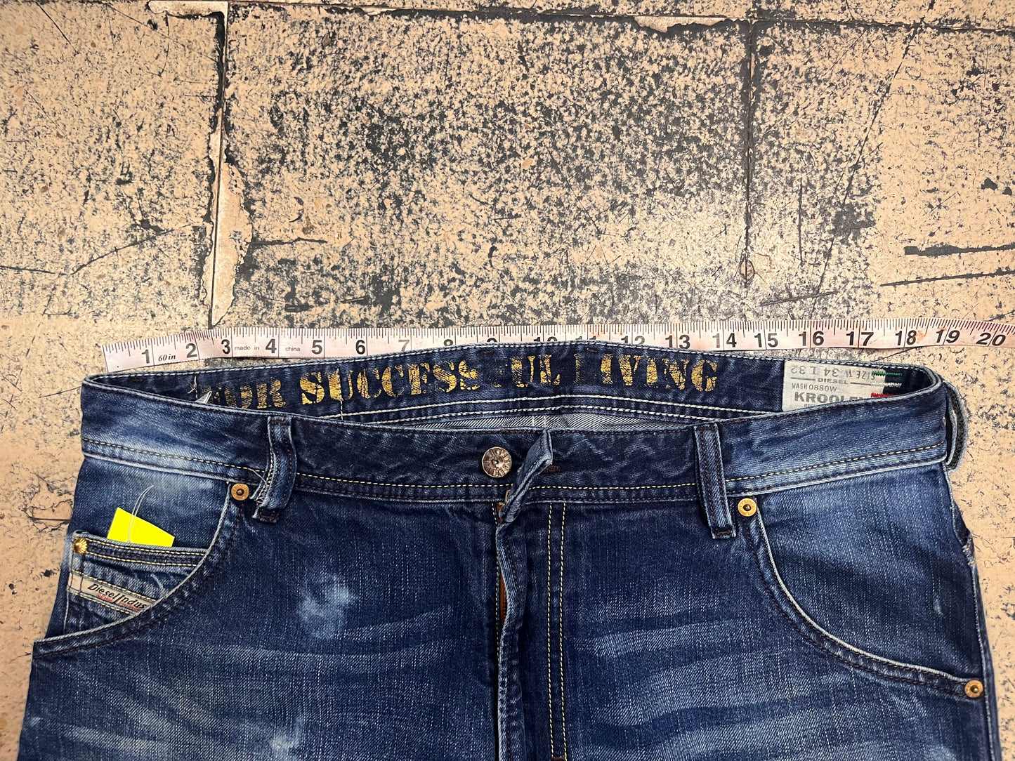 Diesel Jeans 34x32 - Slim Straight/Dark Wash/Distressed