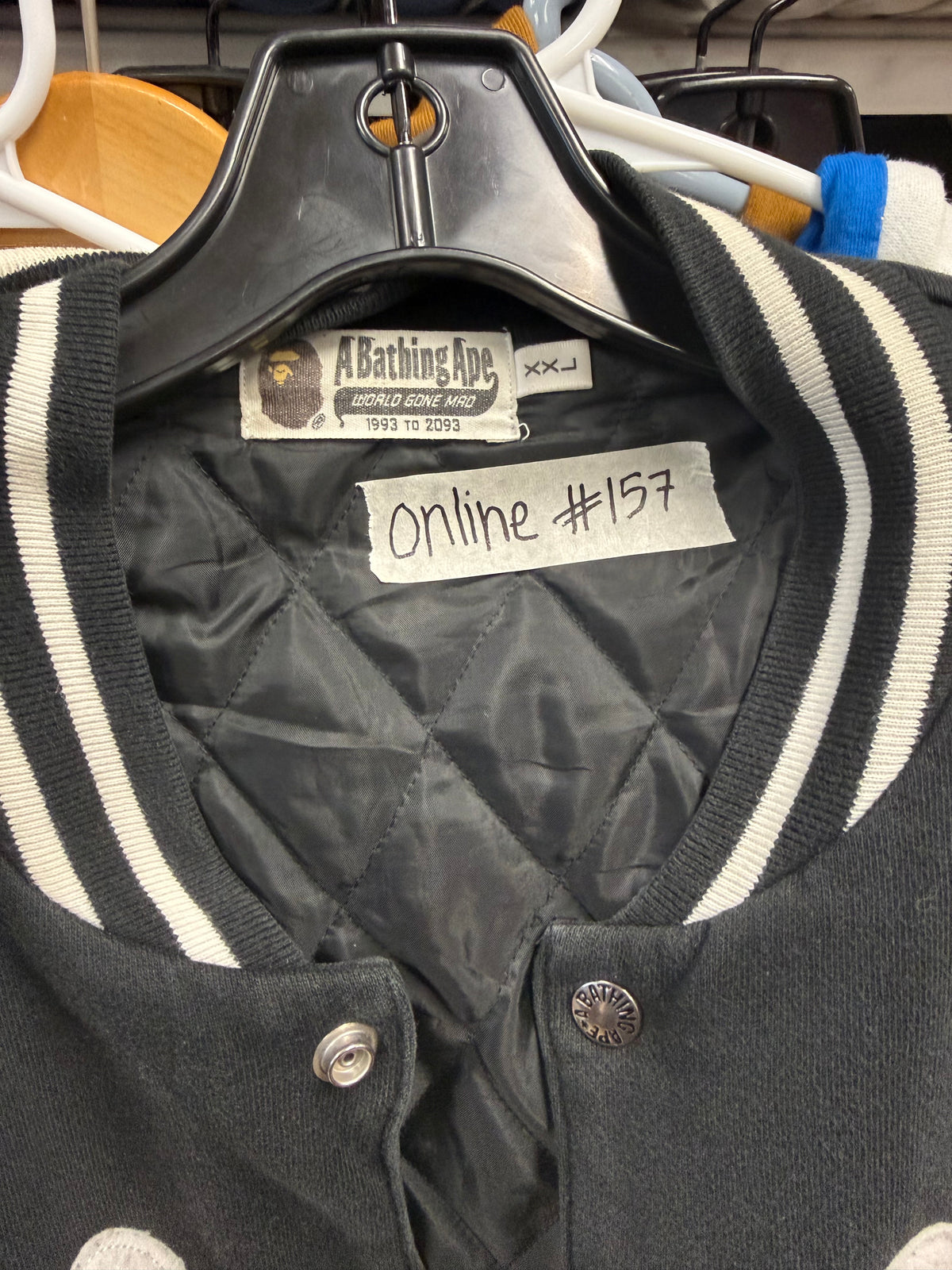 A Bathing Ape Varsity Jacket - Black/Size 2XL