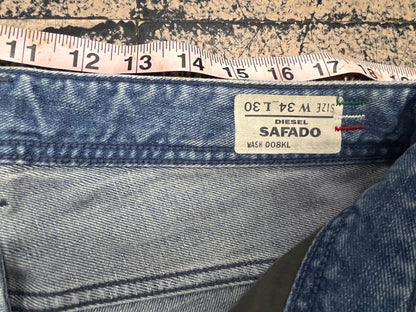 Diesel Jeans 34x30 - Straight Fit/Light Wash/Distressed