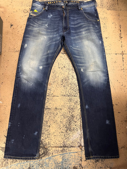 Diesel Jeans 34x32 - Slim Straight/Dark Wash/Distressed